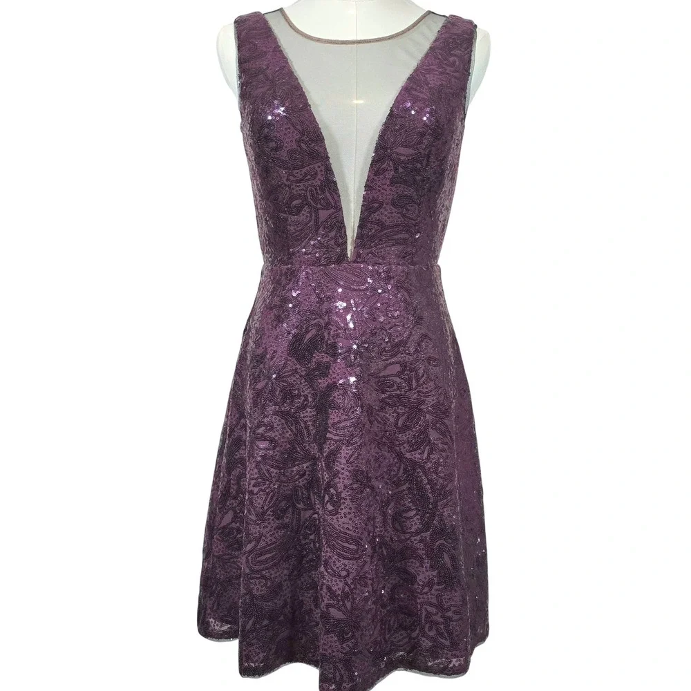 bcbg purple cocktail dress BCBG Purple Vertical Stripe Formal Dress